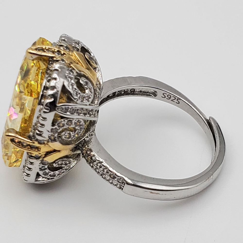 15CTW+ High Carbon Radiant Crushed Ice Lab Yellow Citrine High Czs S925 Ring - Picture 11 of 11